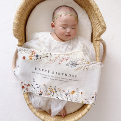 Birthday Tapestry /〈mini〉rustic flower | コットンリネン | 誕生日飾り 5枚目の画像