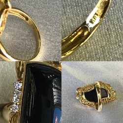 黒珊瑚の指輪　K18 D0.22  シックでゴージャス　大人の指輪　R50609Y2 17枚目の画像
