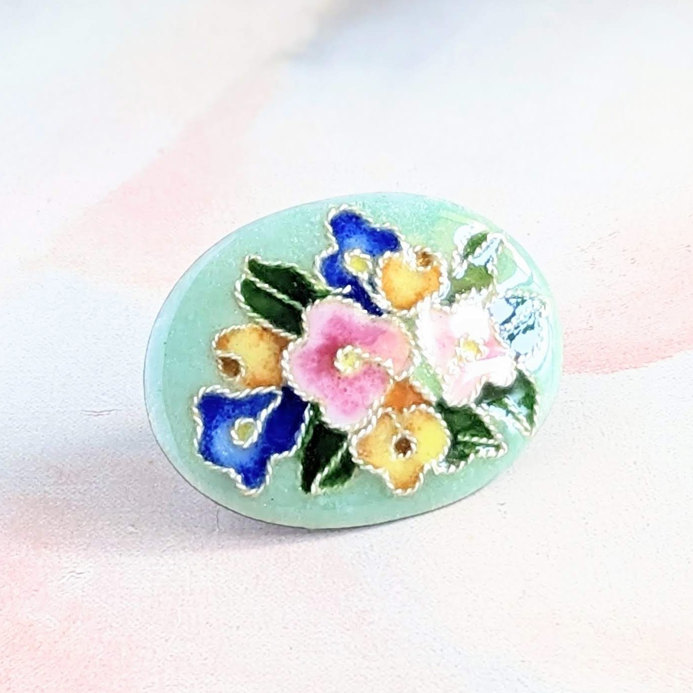 《春の超早割2026》＊一点限定＊薔薇｜ばらのブーケ【有線・銀張七宝、ブローチ】ミントグリーン144