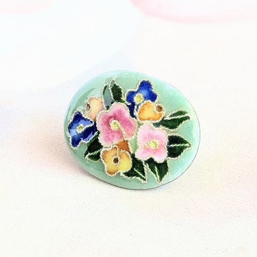 ✴一点限定✴薔薇｜ばらのブーケ【有線・銀張七宝、ブローチ