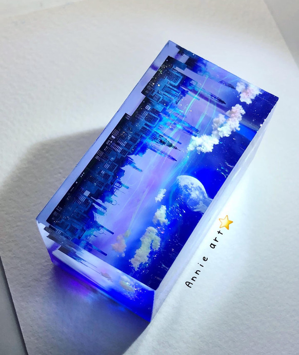 情景レジン-眠れない街(大きいサイズ) 夏/雲/夜空/プレゼント その他