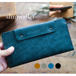 slim wallet スリムウォレット　ブルー　納期2週間 2枚目の画像