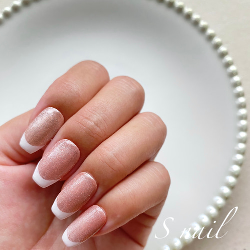 No.14】マグネットフレンチネイル ネイルチップ（つけ爪） S