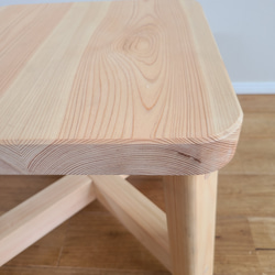 囲みたいヒノキテーブル　ミニテーブル　スツール　檜　台　ボーダー　無垢　椅子　天然 7枚目の画像