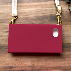 秋バラとコスモスの三つ折り手帳型スマホケース（レッド） 全機種対応 スマホケース iphone Android 4枚目の画像