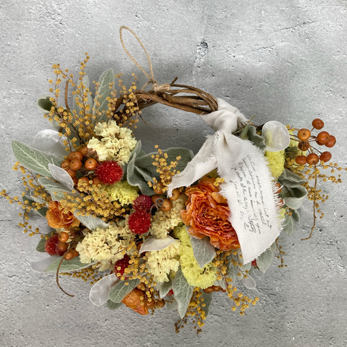 ビタミンカラー リース 夏リース ドライフラワーリース 花束リース