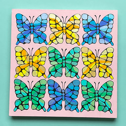 原画・アクリル画】蝶のコラージュ301 パネル SSM号（227×227mm