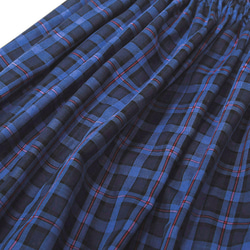 【晴れやかブルー2024】ふんわりとギャザーが広がる ダブルガーゼ スカート（ブルーチェック）ポケット 青 春 夏 10枚目の画像