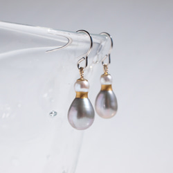 Kintsugi 珍珠耳環，看起來像香水瓶 小水滴珍珠吊墜耳環 第1張的照片