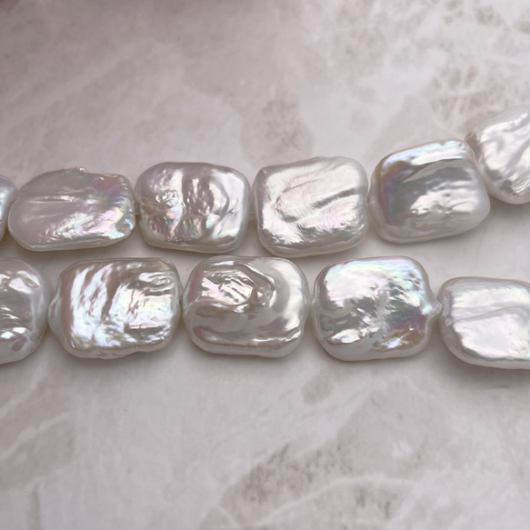 大粒 本真珠ネックレス 高品質 バロック 淡水パール レクタングル スクエア マグネット ロング 80cm対応可能 3枚目の画像