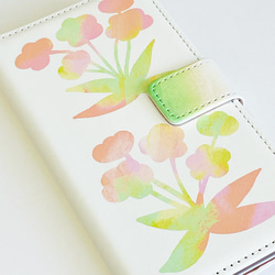 シンプルかわいい手帳型スマホケース[ohana]-pink×green 3枚目の画像