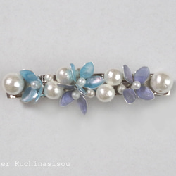 美甲花繡球和棉質珍珠髮夾（藍色/紫色） 第3張的照片