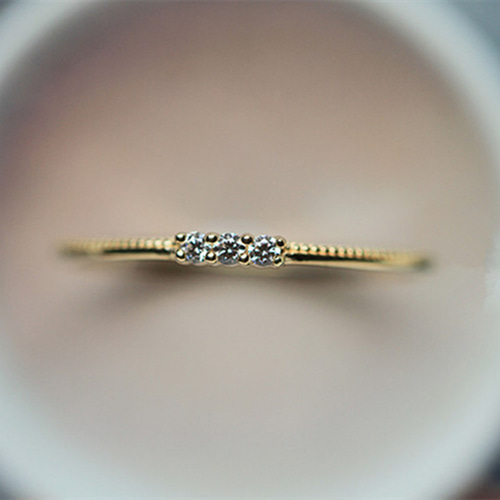 ピンキーリング】フリーリング K18YG サイズ3号 シルバー925 極細 3