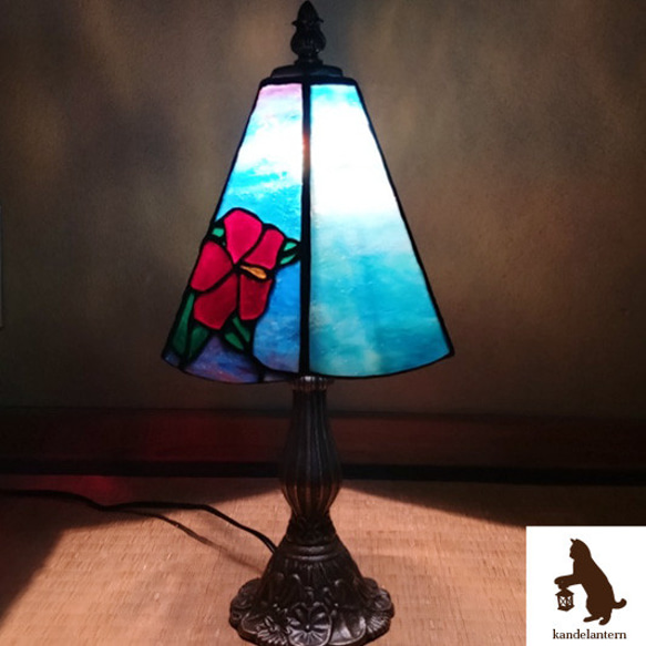 テーブルランプ(海空とハイビスカスA)ステンドグラス ランプ【送料込み】 7枚目の画像
