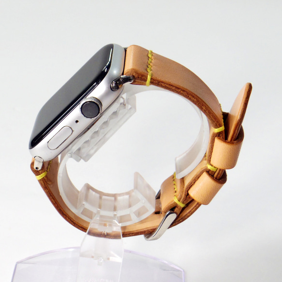 Apple Watch 腕時計ベルト 腕時計バンド 牛革レザー 全ケースサイズ制作 エクリュ 生成り 4枚目の画像