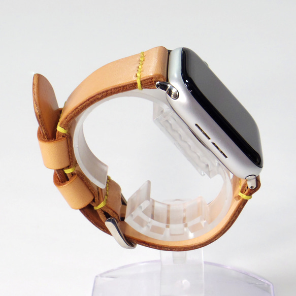 Apple Watch 腕時計ベルト 腕時計バンド 牛革レザー 全ケースサイズ制作 エクリュ 生成り 5枚目の画像