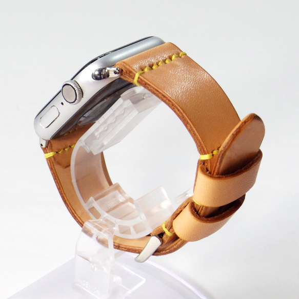 Apple Watch 腕時計ベルト 腕時計バンド 牛革レザー 全ケースサイズ制作 エクリュ 生成り 6枚目の画像