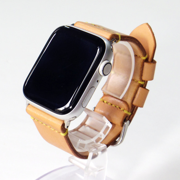 Apple Watch 腕時計ベルト 腕時計バンド 牛革レザー 全ケースサイズ制作 エクリュ 生成り 1枚目の画像