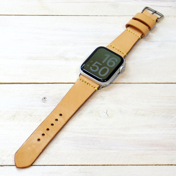 Apple Watch 腕時計ベルト 腕時計バンド 牛革レザー 全ケースサイズ制作 エクリュ 生成り 9枚目の画像