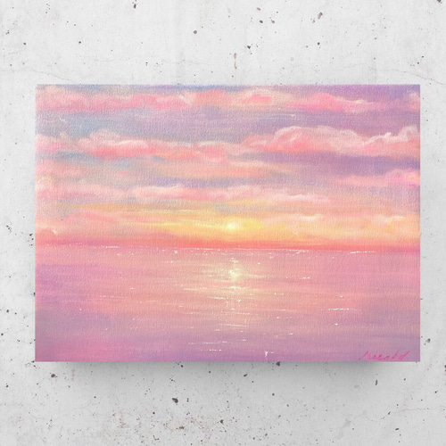 油絵 海 雲 紫