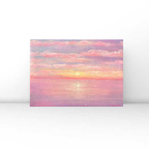 「ピンクロース」　手描き　油絵　風景画　原画　油彩画 油絵】【ピンクの夕焼け】 #油絵 #手書き #アート #絵画販売
