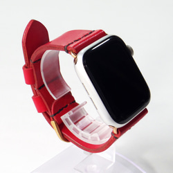 Apple Watch 腕時計ベルト 腕時計バンド 牛革レザー 全ケースサイズ制作 レッド 赤色 3枚目の画像