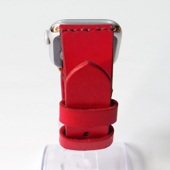 Apple Watch 腕時計ベルト 腕時計バンド 牛革レザー 全ケースサイズ制作 レッド 赤色 8枚目の画像