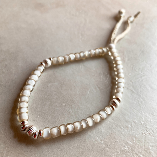 vintage　ヴィンテージ　925シルバービーズ　ホワイトハーツ　ブレスレット シルバー925 ホワイトハーツ ビーズ ブレスレット メンズ