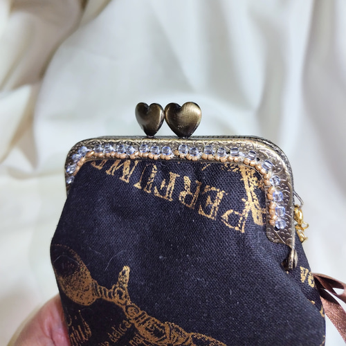 大人エレガンス☆がま口 パフューム柄ブラック☆タバコケース メガネも  