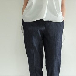 こだわり9分丈サラサラデニムテーパードパンツ 2枚目の画像