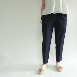 こだわり9分丈サラサラデニムテーパードパンツ 11枚目の画像