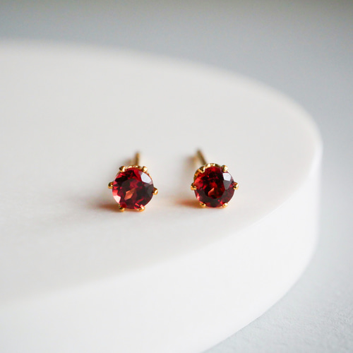 ガーネット 一粒ピアス 3mm 小粒 1月 誕生石 サージカル