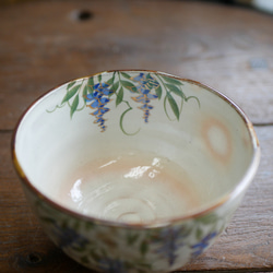 京焼・清水焼　色絵　抹茶茶碗（藤） 3枚目の画像