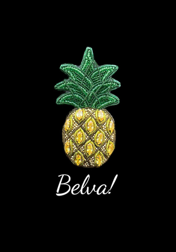 ビーズ刺繍のブローチ -パイナップル- pineapple ブローチ Belva