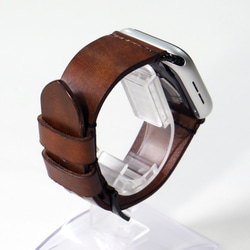 Apple Watch 腕時計ベルト 腕時計バンド 牛革レザー 全ケースサイズ制作 ウイスキーブラウン ぼかし染め 7枚目の画像
