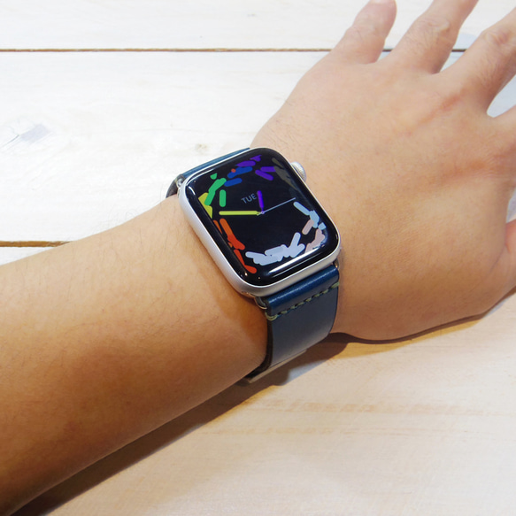 Apple Watch 腕時計ベルト 腕時計バンド 牛革レザー 全ケースサイズ制作 ウイスキーブラウン ぼかし染め 11枚目の画像