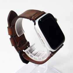 Apple Watch 腕時計ベルト 腕時計バンド 牛革レザー 全ケースサイズ制作 ウイスキーブラウン ぼかし染め 3枚目の画像
