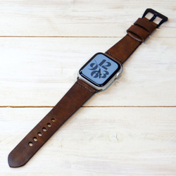 Apple Watch 腕時計ベルト 腕時計バンド 牛革レザー 全ケースサイズ制作 ウイスキーブラウン ぼかし染め 9枚目の画像