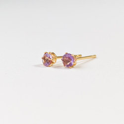 アメジスト　一粒ピアス　３ｍｍ　２月誕生石　サージカルステンレス　金属アレルギー対応　極小　つけっぱなし　天然石　ギフト 7枚目の画像