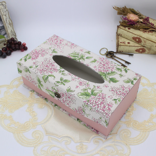 デコバージュ　 ティッシュボックス　リメイク　フラワーガーランド デコバージュ ティッシュボックス リメイク フラワーガーランド