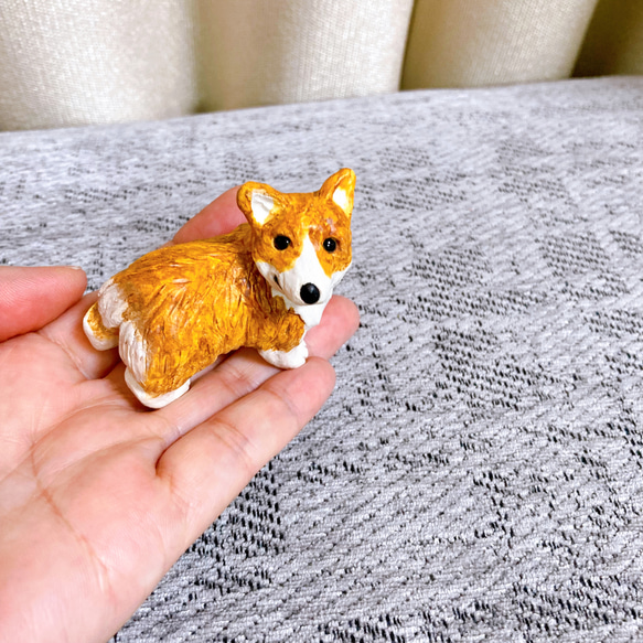 コーギー　ミニチュア　犬　フィギュア　置物　粘土　オブジェ 4枚目の画像