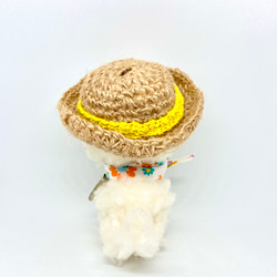 小さい麦わらモフ犬(黄色系の花柄スカーフ) 8枚目の画像