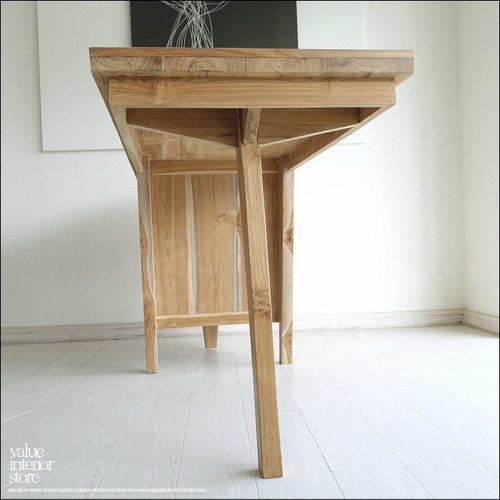 チーク無垢材 デスクNatle 片袖机 パソコンデスク カウンターデスク