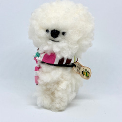 小さい麦わらモフ犬(ピンク系ストライプスカーフ) 11枚目の画像
