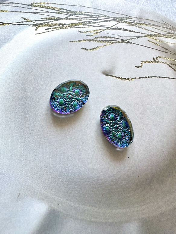 1個 1940-1950s チェコ 18×13mm レア ヴィンテージガラス