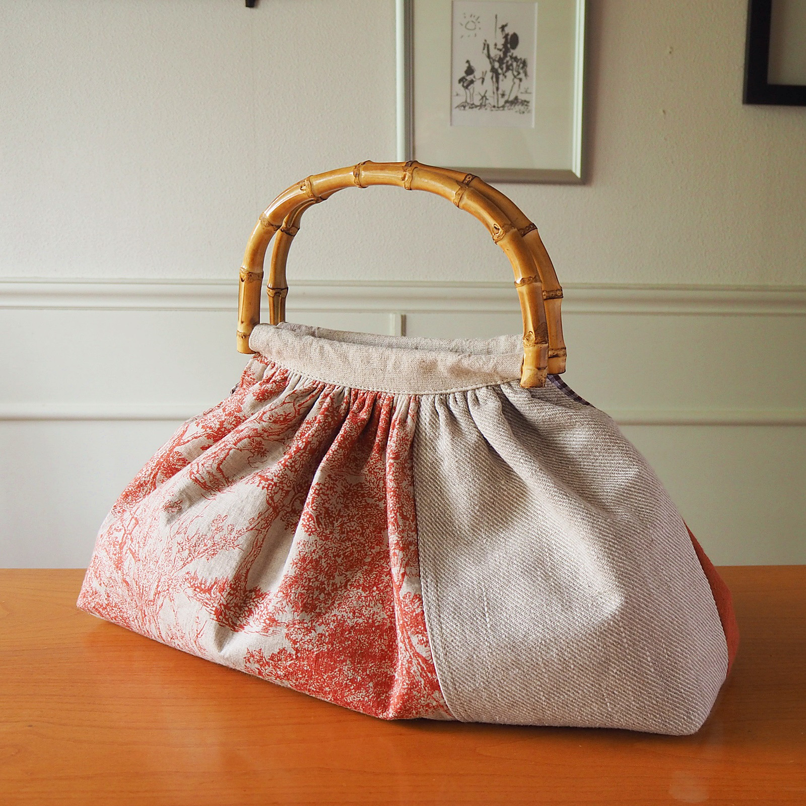 ハンドメイド　 　　　　　　　　　　　　　　リネングラニーバッグ
