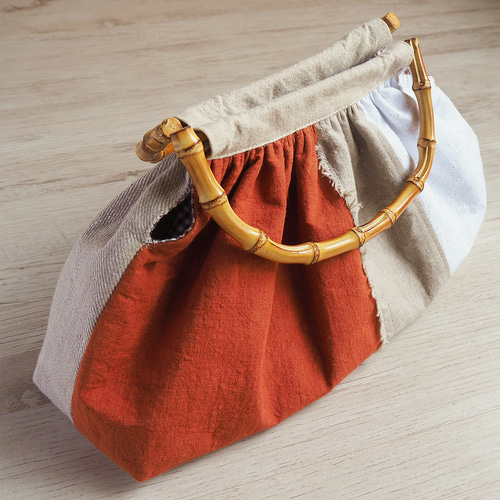 ハンドメイド 裂織り グラニーバッグ バンブーハンドル - メルカリ
