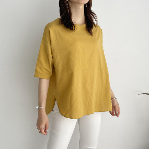 肌触りの良い5分袖Tシャツ(マスタードイエロー) Tシャツ MELUMO 通販