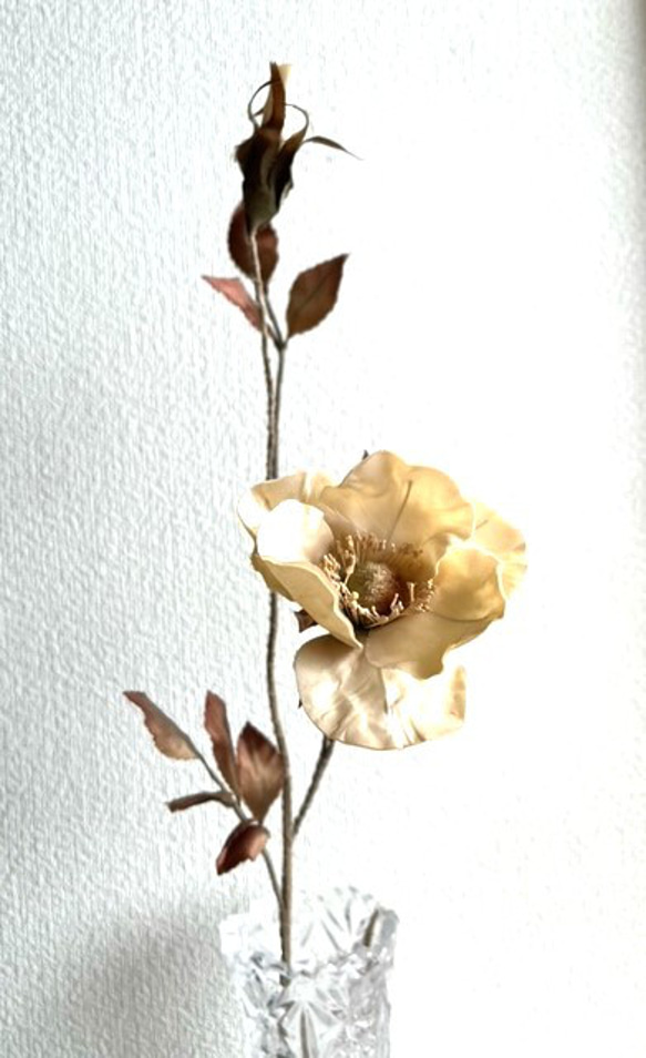 創作布染花薔薇 染め花・布花・アートフラワー 創作バラ インテリア空間・玄関