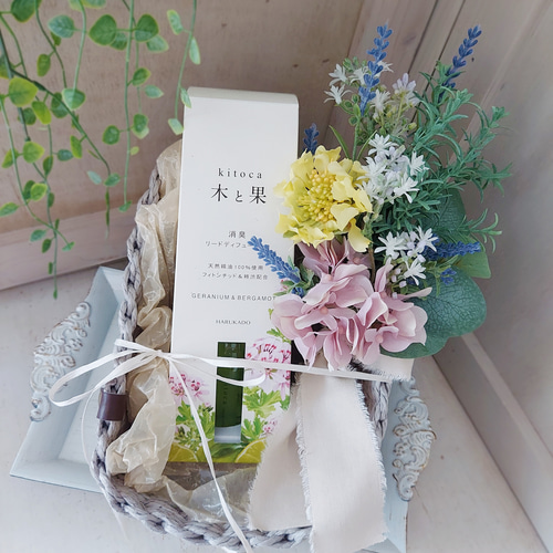 kitoca】消臭リードアロマディフューザー&ハーバルフラワースワッグ 